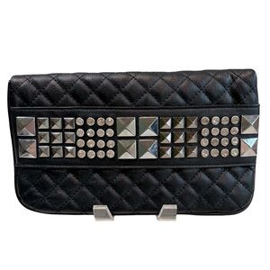Lionel Quilted Fold Over Clutch with Studs and Rhinestones